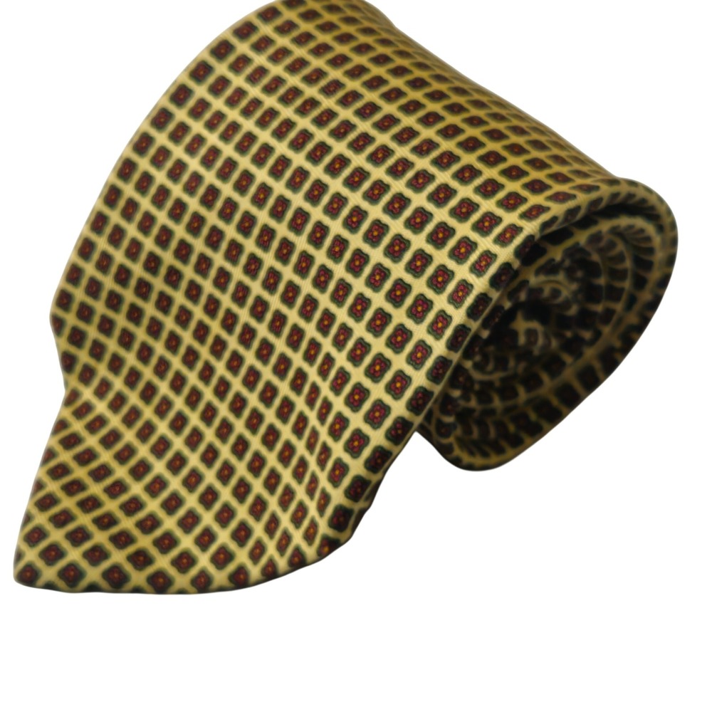 Polo Ralph Lauren Tie Mens One Size Gold Medallion Geometric Silk Necktie